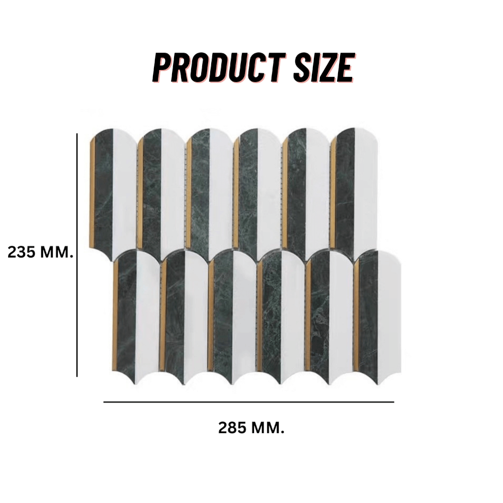 โมเสคหินอ่อน TIMELESS TILES รุ่น ROYAL FEATHER 23.5X28.5 ซม. สีเขียว EMERALD GREEN